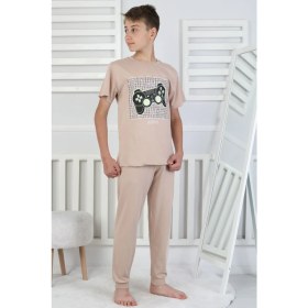 Resim Gamer Console Desenli Kısa Kollu Erkek Çocuk Pijama Takımı 