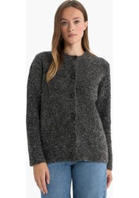 Resim Defacto Regular Fit Bisiklet Yaka Triko Düğmeli Hırka F1103ax25auar190 Antrasit-ar190 