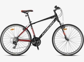 Resim KRON TEX 75 28 JANT 21 VİTES V FREN ŞEHİR BİSİKLETİ 17" SİYAH-GRİ/KIRMIZI 
