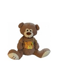 Resim Çizgili Tişörtlü Peluş Ayı 60 Cm Kahverengi Çok Renkli 