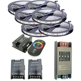 Resim 30 Metre 12v 60 Ledli Rgb Dış Mekan Silikonlu Şerit Led 30a Slim Trafo 36a Dokunmatik Rf Led Kontrol 