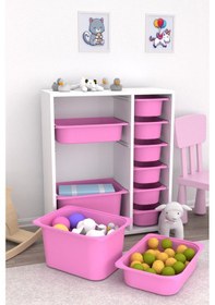 Resim Zen Çok Amaçlı Oyuncak Dolabı 10 Sepetli - Pembe 2d2k6u Pembe 