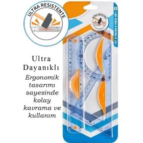 Resim Dayanıklı Cetvel Takımı 30 Cm 1 Paket Plastik Cetvel Gönye İletki Şeffaf Geometri Takımı Çizim Seti 3 Parça Okul 