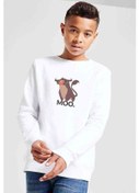 Resim Moo Baskılı Unisex Çocuk Beyaz Sweatshirt Beyaz 
