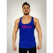 Resim Mavi Erkek Regular Fit -Pink Iron Addict- Baskılı Sporcu Atlet 