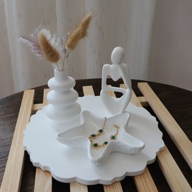 Resim 1 Set Kalıplar Büyük Tepsi Kalıpları Denizyıldızı Depolama Kil Reçine Kalıbı Silikon Düşünür Heykeli Süs Kalıbı Yuvarlak Vazo Epoksi Döküm Kalıbı DIY Çimento Alçı Ev Dekoru için 