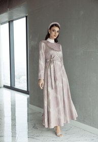 Resim Lady Desenli Kuşaklı Pudra Saten Kap - 38 