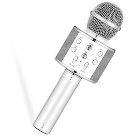 Resim PP Teknoloji Karaoke Mikrofon Bluetooth, Usb, Hafıza Kartı Ve Aux Girişli Ws-858 Gümüş 