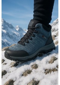 Resim Unisex İçi Kürklü Suya Ve Soğuğa Dayanıklı Kaymaz Termo Taban Kışlık Bot X6 Lacivert 