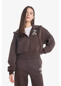 Resim Defacto Coool Oversize Geniş Kalıp Kapüşonlu Sırt Baskılı Fermuarlı Sweatshirt E9583ax25wnbn258 Kahve 