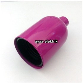 Resim Dekoratif Metal Mor Lale E27 Duy ve Demir Kablo Kilitli 