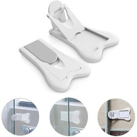 Resim Kendinden Yapışkanlı Çocuk Emniyet Kilitli 2 Adet Sürgülü Kapı Durdurucu 