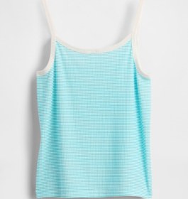 Resim Bebe Mavisi Çocuk Geri Dönüştürülmüş Fitilli Pijama Tank Üstü - Çiçek Desenli / 14 