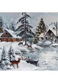 Resim Manzara Serisi-22 Dokuma Goblen Kumaş-Kar Manzarası 