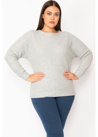Resim Kadın Gri Kendinden verev Çizgili Sweatshirt 65n28901-gri Gri 