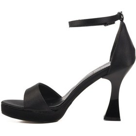 Resim Aspor Siyah Saten İnce Topuk Kadın Topuklu Sandalet Çok Renkli 