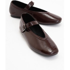 Resim Jarret Bordo Rugan Hakiki Deri Kadın Babet Ayakkabı Bordo 