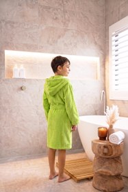 Resim CottonVerse Genç & Çocuk Kapşonlu Bornoz - %100 Pamuk, Unisex Yeşil - Yeşil / 9-10 Yaş 