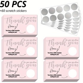 Resim 50 Teşekkür Edin Scratch Kartları, 60 Çıkartma, Boş Hediye Voucher Kartları, Küçük İşletme Sipariş Teşekkür Kartları, Kendi DIY Pembe Scratch Kartlarınızı Oluşturun, Çevrimiçi Mağazalar, Kişisel Mağazalar, El Sanatları, Yaratıcı Ürünler, Giyim ve Daha Fazlası İçin Uygun. 