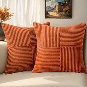 Resim 2 adet Boho Şık Kadife Yastık Kılıfı, Yumuşak Dokulu Çapraz Patchwork Tasarımı, 12x20 & 45.72x45.72 cm - Koltuk, Kanepe, Yatak, Çiftlik Evi için Rahat Modern Dekor | Sıcak Sonbahar/Kış Aksanı, Fermuar Kapatma, Sadece Elde Yıkama, Dekoratif Yastıklar 