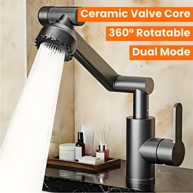 Resim Çok Yönlü Ayarlanabilir Modern Robotik Kol Musluğu, Kolay Temizlik İçin 360 Derece Dönebilen, Mutfaklar, Banyolar ve Lavabolar İçin Çok Yönlü Kullanıma Uygun. 