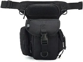 Resim Erkekler için Su Geçirmez Motosiklet Bel Çantası, Ayarlanabilir Askılı Kalça Bum Paketi, Çoğu Motosiklet için Naylon Binme Bacak Çantası, Siyah 