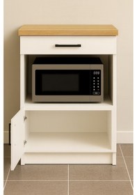 Resim Dora Çok Amaçlı Dolap - Mikrodalga - Erzak - Mutfak - Kiler Dolabı - 60 Cm Beyaz - Atlantik Çam 