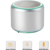 Resim LOGIA Mini S 5W Bluetooth Hoparlör Kablosuz Taşınabilir Led Işıklı Ses Bombası Extra Bass Gümüş 