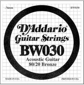 Resim AyrStore D'Addario Bw030 Akustik Tek Tel, 80/20 Bronze Wound, 030, ( Re) Pa 