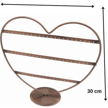 Metal Küpe StandI (32 çift küpe ) Orta boy Kalp Şeklinde Bronz, Küpe Takı Düzenleme Organizatör