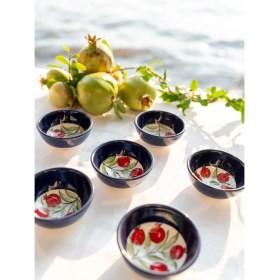 Resim El Yapımı 6'li Nar Desenli 8 cm Çerezlik Sosluk Reçellik Seramik Kase 