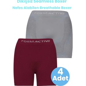 Resim Tezzgelsin Erkek Dikişsiz/seamless Nefes Alabilen Boxer 4 Adet Gri - Bordo 