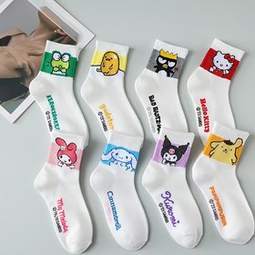 Resim 8 Çift Sanrio Hello Kitty Kuromi Cinnamoroll Karikatür Anime Çoraplar - Renkli Karakter Tasarımı, Dayanıklı Polyester Karışım, Makinede Yıkanabilir, Üniseks Sokak Modası için Noel ve Cadılar Bayramı Hediyesi, Günlük Kullanım Çorapları | Yenilikçi Çoraplar | Makinede Yıkanabilir Çoraplar 