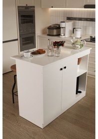 Resim Yıldız Mutfak Adası Çok Amaçlı Dolap Masa Beyaz Beyaz 