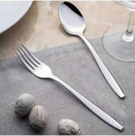 Resim Nehir Sahra Sade 60 Parça Çatal Kaşık Bıçak Takımı Gümüş 