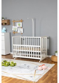Resim Ahşap Beşik Anne Yanı Beşik Beyaz 70x130 - Uyku Setsiz Yataksız Beyaz 
