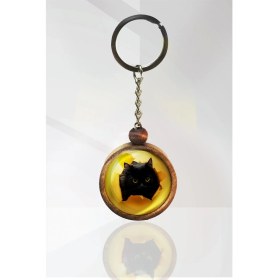 Resim Tahtakolik Kedi Ahşap Anahtarlık 