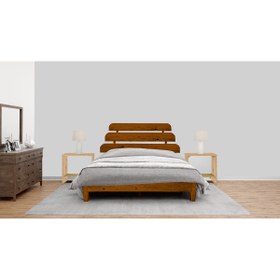 Resim Lotus X Firuze Model Ceviz Renk Masif Çam Ahşap Karyola 