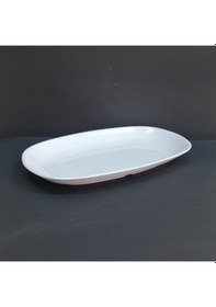 Resim 6 Adet Kırılmaz Melamin Kayık Tabak Orta Salata Tabağı 34x20cm - Derinlik 3,5cm - Beyaz Beyaz 