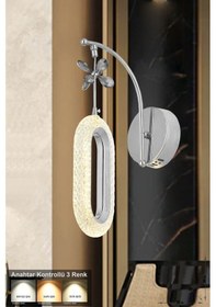Resim Sessi Power Ledli Modern Lüks Duvar Aplik, 3 Renk: Sarı-beyaz-gün Işığı - Krom Krom 