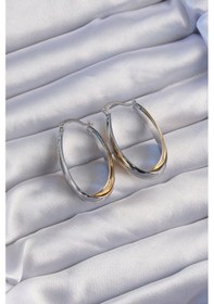 Resim Pirinç Gold Gümüş Renkli Uzun Kıvrımlı Küpe Çok Renkli 