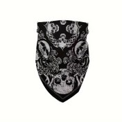 Resim 1pc Vintage Tarzı 100% Pamuklu Kafa Bandanası Erkekler için, Dokuma Gotik İskelet Kafa Şal, Outdoor Spor Bisiklet Tırmanış Yüz Havlu, Cadılar Bayramı Hediyesi, Yalnızca El Yıkama 