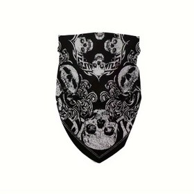 Resim 1pc Vintage Tarzı 100% Pamuklu Kafa Bandanası Erkekler için, Dokuma Gotik İskelet Kafa Şal, Outdoor Spor Bisiklet Tırmanış Yüz Havlu, Cadılar Bayramı Hediyesi, Yalnızca El Yıkama 
