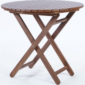 Resim Yuvarlak Katlanır Ahşap Kamp & Piknik Masası - 80X80 