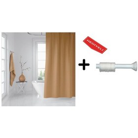Resim Zethome Banyo Duş Perdesi 0010 Bej 120x200 Perde Borusu Askı Apar 
