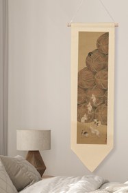 Resim Duvar Halısı Pinterest Dekoru, Hokusai Sanat Serisi 100cm Kanvas Flama Askılı Duvar Örtüsü NO:662 - Renkli - 15 / 30 x 100 