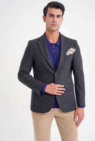 Resim Efor Slim Fit Mono Yaka Buklet Dokuma Pamuklu Lacivert Blazer Ceket C 718 