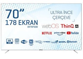 Resim Onvo OV70F500 70" 178 Ekran Uydu Alıcı 4K Ultra HD webOS Smart LED TV (Çerçevesiz) 