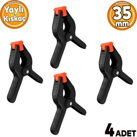 Resim Badem10 Yaylı Kıskaç Mandal El Tip İşkence Siyah Klips Hobi 35 mm 4 Adet 