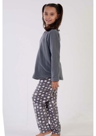 Resim Kız Çocuk Polar Uzun Kol Gri Pijama Takımı C3t0n3o176 001 